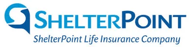 A blue and white logo of helters point life insurance.