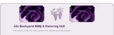 A purple business card with grapes and the words " q & catering llc ".
